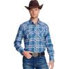 imageAlex Vando Mens Button Down Shirts Wrinkle Free 4Way Stretch Print Business Casual ShirtWestern BlueYellowWhite 52
