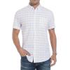 imageAlex Vando Mens Button Down Shirts Wrinkle Free 4Way Stretch Short Sleeve Business Casual ShirtBlueYellow 02