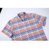 imageAlex Vando Mens Button Down Shirts Wrinkle Free 4Way Stretch Short Sleeve Business Casual ShirtOrangeBlue 02