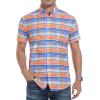 imageAlex Vando Mens Button Down Shirts Wrinkle Free 4Way Stretch Short Sleeve Business Casual ShirtOrangeBlue 02