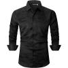 imageAlex Vando Mens Luxury Satin Dress Shirt Long Sleeve Silk Shiny Sateen Party ShirtBlack Jacquard