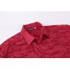 imageAlex Vando Mens Luxury Satin Dress Shirt Long Sleeve Silk Shiny Sateen Party ShirtBurgundy Jacquard