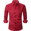 imageAlex Vando Mens Luxury Satin Dress Shirt Long Sleeve Silk Shiny Sateen Party ShirtBurgundy Jacquard