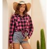 imageAlex Vando Womens Flannel Shirt Regular Long Sleeve Button Down Flannel Shirts for WomenRoseBlack 01