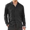 imageAlex Vando Mens Luxury Satin Dress Shirt Long Sleeve Silk Shiny Sateen Party ShirtBlack Jacquard