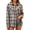 imageAlex Vando Womens Flannel Shirt Regular Long Sleeve Button Down Flannel Shirts for WomenGreyWhite 01