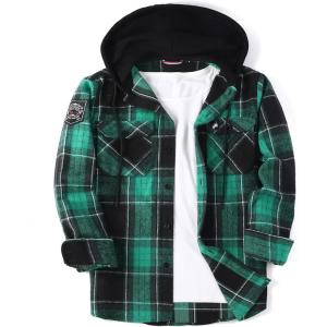 imageAlex Vando Mens Button Down Shirts Regular Fit Long Sleeve Casual Plaid Flannel ShirtHooded GreenBlack