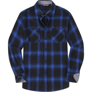 imageAlex Vando Mens Button Down Shirts Regular Fit Long Sleeve Casual Plaid Flannel ShirtNavyRoyal 25