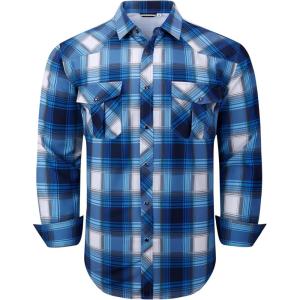 imageAlex Vando Mens Button Down Shirts Wrinkle Free 4Way Stretch Print Business Casual ShirtWestern RoyalWhite 50