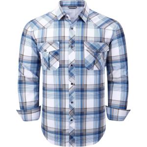 imageAlex Vando Mens Button Down Shirts Wrinkle Free 4Way Stretch Print Business Casual ShirtWestern White 51