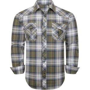 imageAlex Vando Mens Button Down Shirts Wrinkle Free 4Way Stretch Print Business Casual ShirtWestern YellowWhiteBlack 53