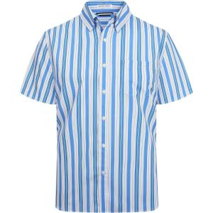 imageAlex Vando Mens Button Down Shirts Wrinkle Free 4Way Stretch Short Sleeve Business Casual ShirtBlueYellow 01