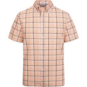imageAlex Vando Mens Button Down Shirts Wrinkle Free 4Way Stretch Short Sleeve Business Casual ShirtOrangeBrown 02