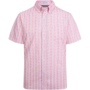 imageAlex Vando Mens Button Down Shirts Wrinkle Free 4Way Stretch Short Sleeve Business Casual ShirtPink 01