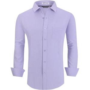 imageAlex Vando Mens Dress Shirts Regular Fit Long Sleeve Stretch Business Dress Shirts for MenLilac