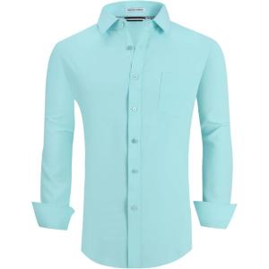 imageAlex Vando Mens Dress Shirts Regular Fit Long Sleeve Stretch Business Dress Shirts for MenMint