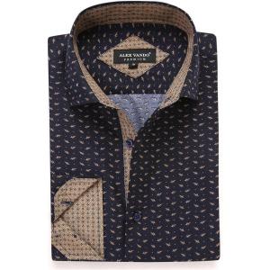 imageAlex Vando Mens Printed Dress Shirts Long Sleeve Regular Fit Button Down Shirt402 Navy