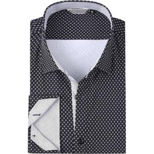 imageAlex Vando Mens Printed Dress Shirts Long Sleeve Regular Fit Button Down ShirtBlack Twins 36