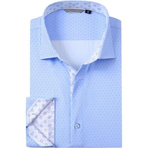 imageAlex Vando Mens Printed Dress Shirts Long Sleeve Regular Fit Button Down ShirtBlue Square 53