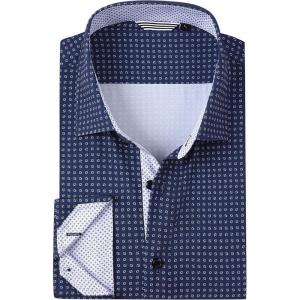 imageAlex Vando Mens Printed Dress Shirts Long Sleeve Regular Fit Button Down ShirtNavy Dots 68