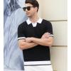 imageAlex Vando Mens Knit Polo Shirts Casual Short Sleeve Johnny Collar Golf ShirtsBlack