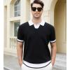 imageAlex Vando Mens Knit Polo Shirts Casual Short Sleeve Johnny Collar Golf ShirtsBlack
