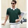 imageAlex Vando Mens Knit Polo Shirts Casual Short Sleeve Johnny Collar Golf ShirtsGreen