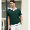 imageAlex Vando Mens Knit Polo Shirts Casual Short Sleeve Johnny Collar Golf ShirtsGreen