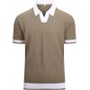 imageAlex Vando Mens Knit Polo Shirts Casual Short Sleeve Johnny Collar Golf ShirtsKhaki