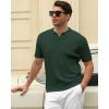 imageAlex Vando Mens Knit Polo Shirts Casual Short Sleeve Johnny Collar Golf ShirtsSolid Army