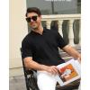 imageAlex Vando Mens Knit Polo Shirts Casual Short Sleeve Johnny Collar Golf ShirtsSolid Black