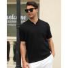 imageAlex Vando Mens Knit Polo Shirts Casual Short Sleeve Johnny Collar Golf ShirtsSolid Black