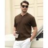 imageAlex Vando Mens Knit Polo Shirts Casual Short Sleeve Johnny Collar Golf ShirtsSolid Brown