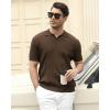 imageAlex Vando Mens Knit Polo Shirts Casual Short Sleeve Johnny Collar Golf ShirtsSolid Brown