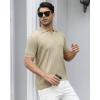 imageAlex Vando Mens Knit Polo Shirts Casual Short Sleeve Johnny Collar Golf ShirtsSolid Khaki