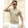 imageAlex Vando Mens Knit Polo Shirts Casual Short Sleeve Johnny Collar Golf ShirtsSolid Khaki
