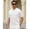 imageAlex Vando Mens Knit Polo Shirts Casual Short Sleeve Johnny Collar Golf ShirtsSolid White