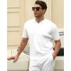 imageAlex Vando Mens Knit Polo Shirts Casual Short Sleeve Johnny Collar Golf ShirtsSolid White