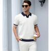 imageAlex Vando Mens Knit Polo Shirts Casual Short Sleeve Johnny Collar Golf ShirtsWhite