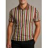 imageAlex Vando Mens Lace Polo Shirts Fashion Vibrant Short Sleeve Casual Shirts for MenBlue Multi