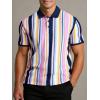imageAlex Vando Mens Lace Polo Shirts Fashion Vibrant Short Sleeve Casual Shirts for MenPink Multi