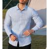 imageAlex Vando Mens Linen Long Sleeve Casual Button Down Shirt for Men Beach Wedding ShirtsBlue