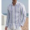 imageAlex Vando Mens Linen Long Sleeve Casual Button Down Shirt for Men Beach Wedding ShirtsBlueyellow