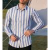 imageAlex Vando Mens Linen Long Sleeve Casual Button Down Shirt for Men Beach Wedding ShirtsBlueyellow