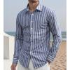 imageAlex Vando Mens Linen Long Sleeve Casual Button Down Shirt for Men Beach Wedding ShirtsDarkblue
