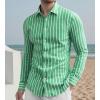 imageAlex Vando Mens Linen Long Sleeve Casual Button Down Shirt for Men Beach Wedding ShirtsGreen
