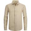 imageAlex Vando Mens Linen Long Sleeve Casual Button Down Shirt for Men Beach Wedding ShirtsKhaki