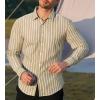 imageAlex Vando Mens Linen Long Sleeve Casual Button Down Shirt for Men Beach Wedding ShirtsKhaki