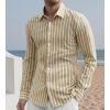 imageAlex Vando Mens Linen Long Sleeve Casual Button Down Shirt for Men Beach Wedding ShirtsKhaki