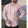 imageAlex Vando Mens Linen Long Sleeve Casual Button Down Shirt for Men Beach Wedding ShirtsRedwhite